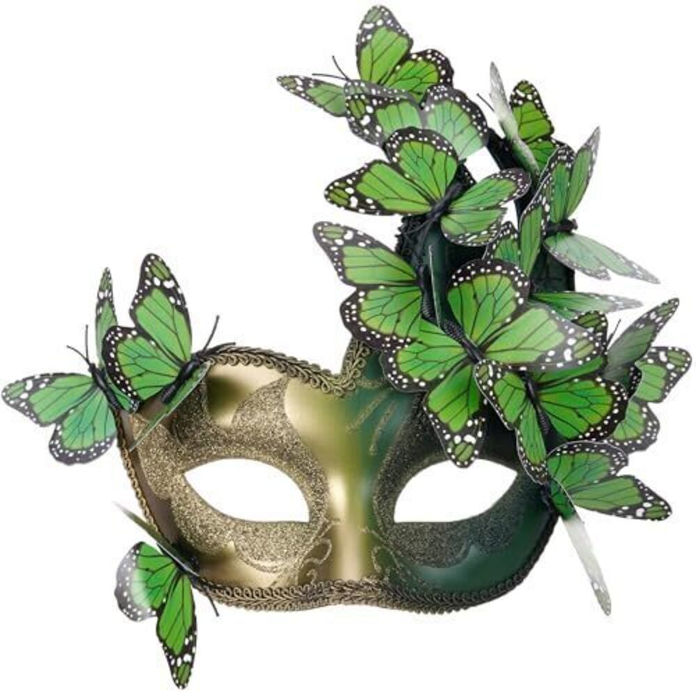 5871 Green Butterfly Masquerade Masks - Renfaire Woodland Mask Butterfly